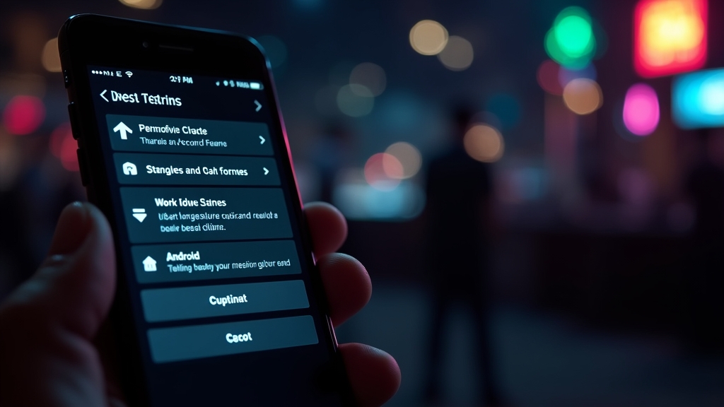 Pantalla de móvil con ajustes de permisos, compatibilidad y soporte en una app de casino